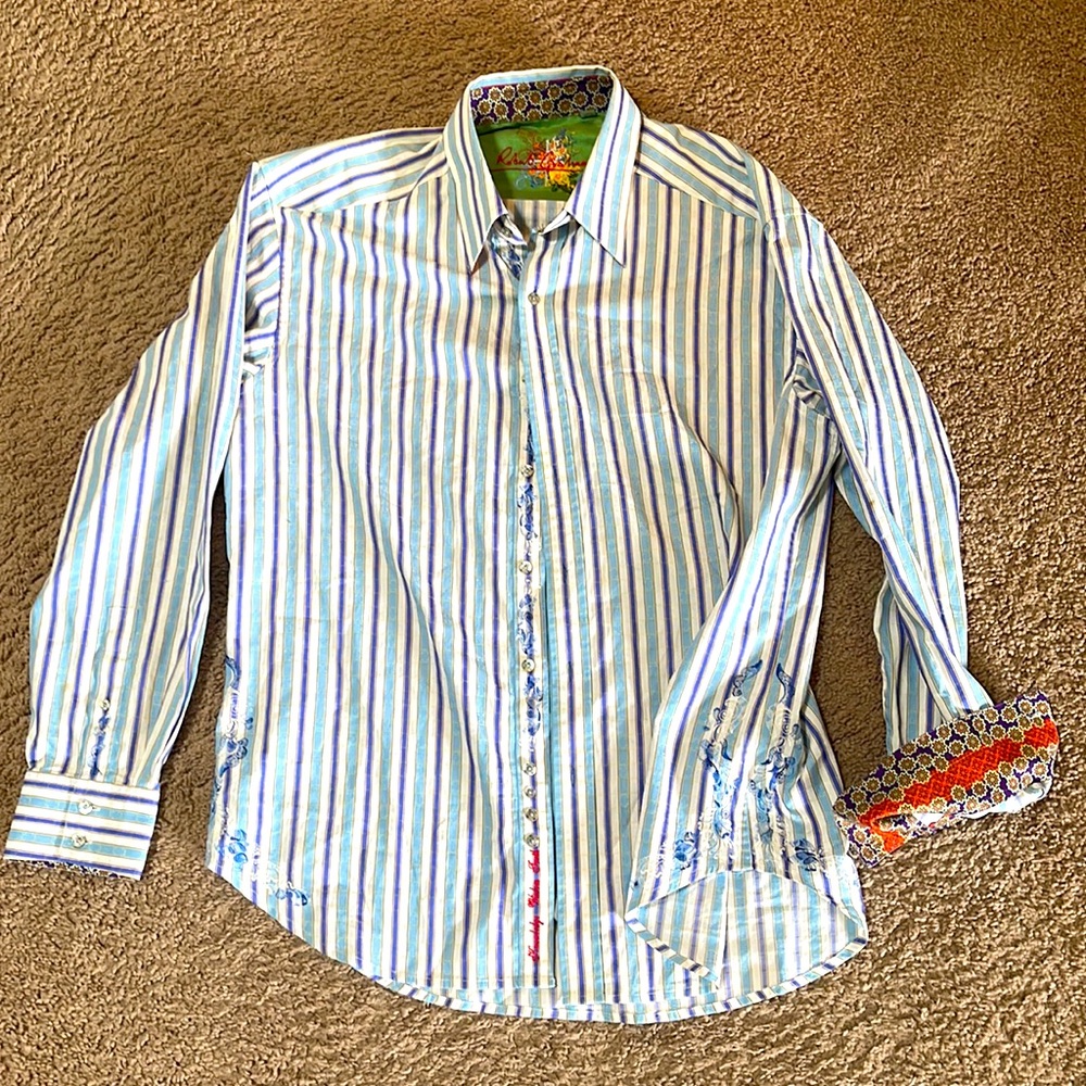 Men’s Robert Graham shirt. Size XL, Striped.